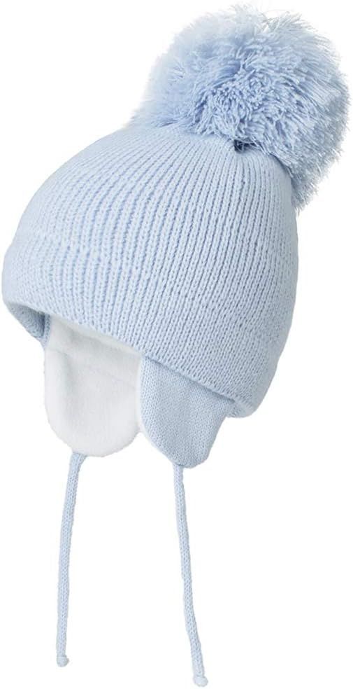 Baby Beanie Earflaps Hat - Infant Toddler Girls Boys Soft Warm Knit Hat Kids Winter Hat with Flee... | Amazon (US)