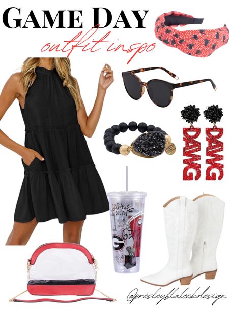 Game Day Fashion / Game Day Outfit / Georgia Bulldogs / Red and Black / Fashion Inspo / Football Outfit / Amazon Dress / Amazon Accessories / Game Day Accessories / Georgia Tumbler Cup / Druzy Bracelet / Clear Crossbody Bag / Etsy Finds / Headband / Cowboy Boots

#LTKBacktoSchool #LTKstyletip #LTKSeasonal