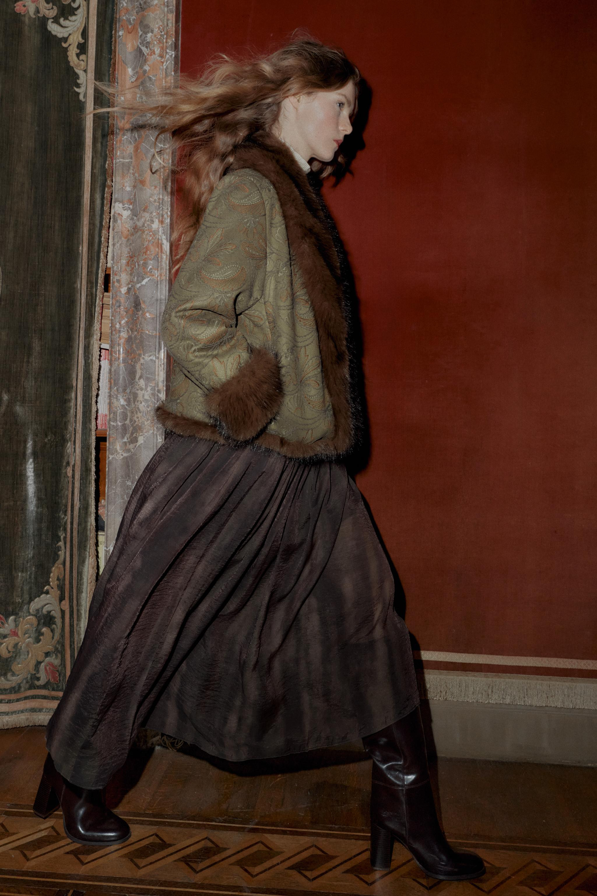 FADED PRINT BELTED MIDI SKIRT | Zara US