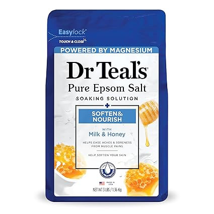 Dr Teal's Epsom Salt Magnesium Soak, Soften & Nourish with Milk and Honey, 3 lbs | Amazon (US)