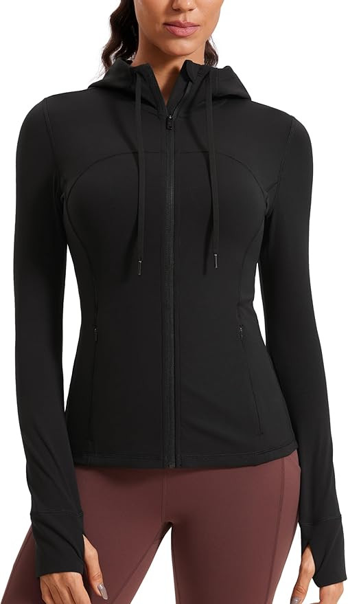 CRZ YOGA Butterluxe Womens Hooded Workout Jacket - Zip Up Athletic Running Jacket with Back Mesh ... | Amazon (US)