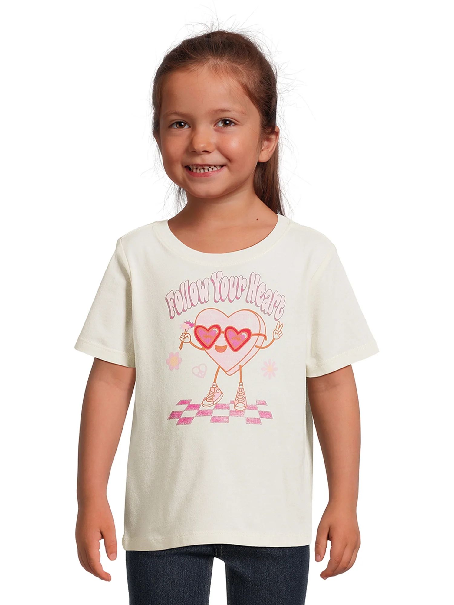 Wonder Nation Valentine's Day Toddler Short Sleeve Graphic Tee, Sizes 12M-5T | Walmart (US)