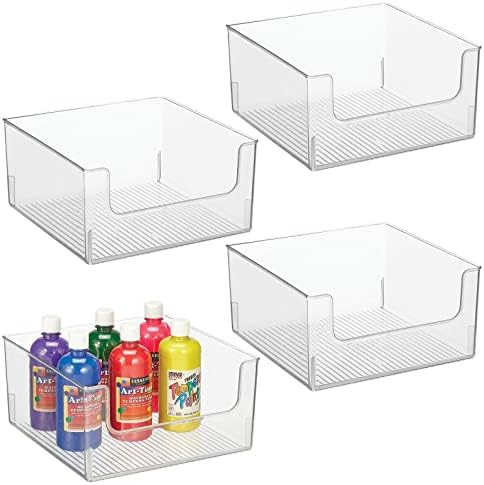 mDesign Plastic Modern Wide Open Front Dip Storage Organizer Bin Basket for Household Organizatio... | Amazon (US)