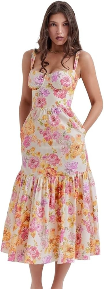 Women's Spring/Summer Sweet and Spicy Style Hanging Strap Solid Color A-Row Fragmented Flower Cak... | Amazon (US)