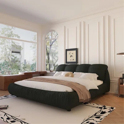 King Size Luxury Upholstered Platform Bed With Oversized Padded Backrest And Solid Wood Frame,Suitable For Multiple Heights Of Mattresses,Black | Wayfair North America