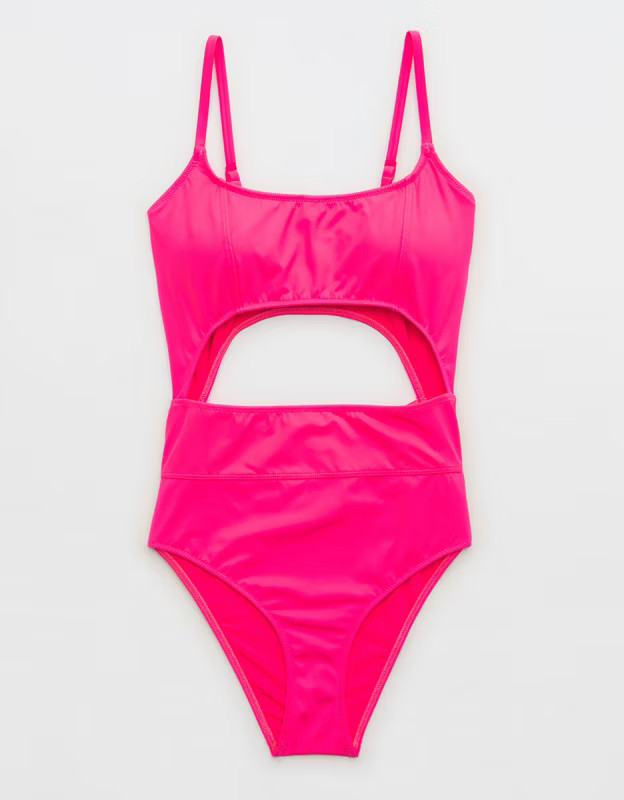 Aerie Seamed Cut Out One Piece Swimsuit | Aerie