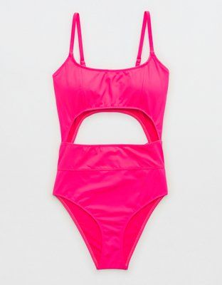 Aerie Seamed Cut Out One Piece Swimsuit | Aerie