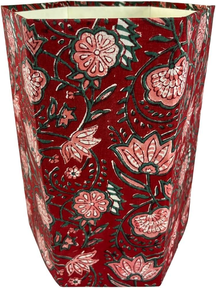 Waste Basket | Decorative Small Waste Basket | Cute Bedroom Trash Can | Red Trash Can (Vines) | Amazon (US)