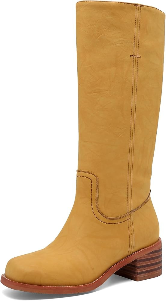 Banana Women's Knee High Boots Comfortable Chunky Block Heel Long Boots for Women Casual Square T... | Amazon (US)