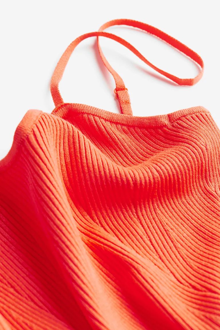 Rib-knit Slip Dress - Orange - Ladies | H&M US | H&M (US + CA)