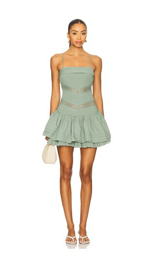 Free People Bliss Beauty Mini Dress in Sage. - size M | Revolve Clothing (Global)