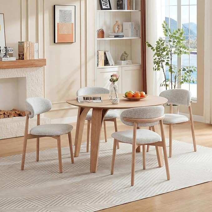 Dining Chairs Set of 4, Mid Century Modern Solid Wood Dining Room Chairs with Ergonomic Curved Ba... | Amazon (US)