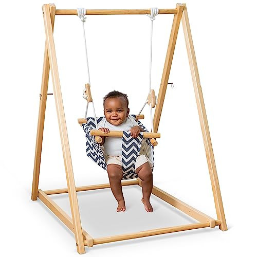 Avenlur Spruce Baby and Toddler Swing with Stand - Foldable Baby Swing - with Seat Belt and Padded Pillow - Free Standing Toddler Swing for Children 6 Months to 3 Years - Montessori and Waldorf Style | Amazon (US)