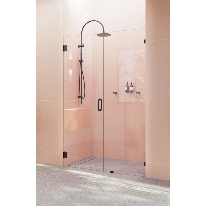 GW-WH-47-MB 47'' - 47.38'' W x 78'' H Hinged Frameless Shower Door with Clear Glass | Wayfair North America