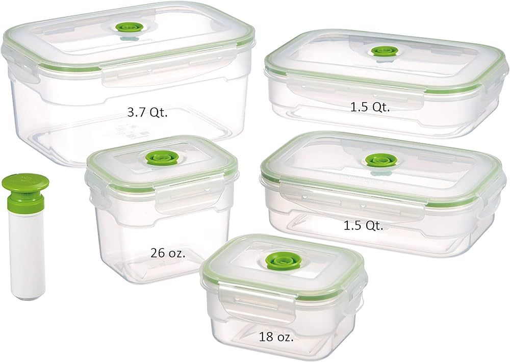 Lasting Freshness 11 Piece Vacuum Seal Food Storage Container Set, Rectangle | Amazon (US)