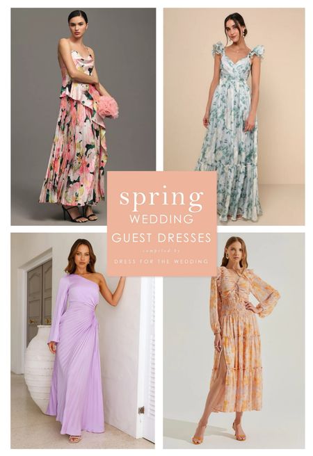 New spring wedding guest dresses, wedding guest outfits for spring formal, semi formal and outdoor weddings. What to wear to an April, May, or June wedding. Pastel dresses, floral dresses,  long sleeve dress, semi formal wedding. Anthropologie dress, New Lulus dresses, Astr the Label dresses. 

#LTKover40 #LTKwedding #LTKSeasonal