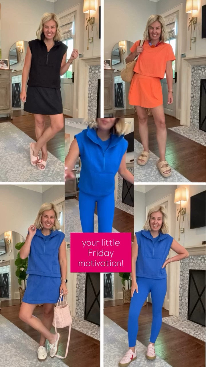 Your little Friday motivation! 25% off with code BB25 through 4/26. What?!?  

New Spanx is giving me life!! 
Pleated Skort - small
Cropped Tank - small
Cropped Tee - small 
Sleeveless 1/2 Zip - xs
Leggings - 7/8 small
Cotton Skort - small
Cami Dress - small ￼
