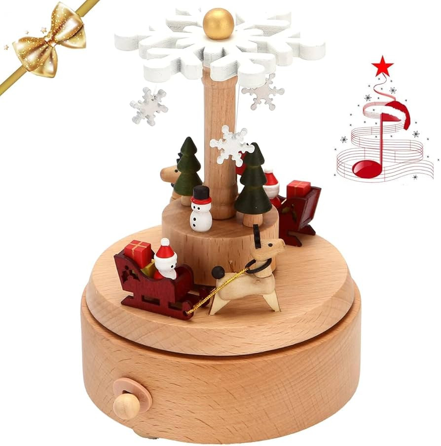 Wooden Ferris Wheel Spinning Crafts Music Box, Christmas Snowflake with Music, Christmas Exclusiv... | Amazon (US)