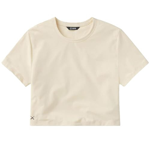 Cuts Clothing Women's Premium Almost Friday Casual Crop Top Baby T-Shirt | Classic Fit & Cropped | PYCA Pro Soft Fabric | Dune, X-Small | Amazon (US)
