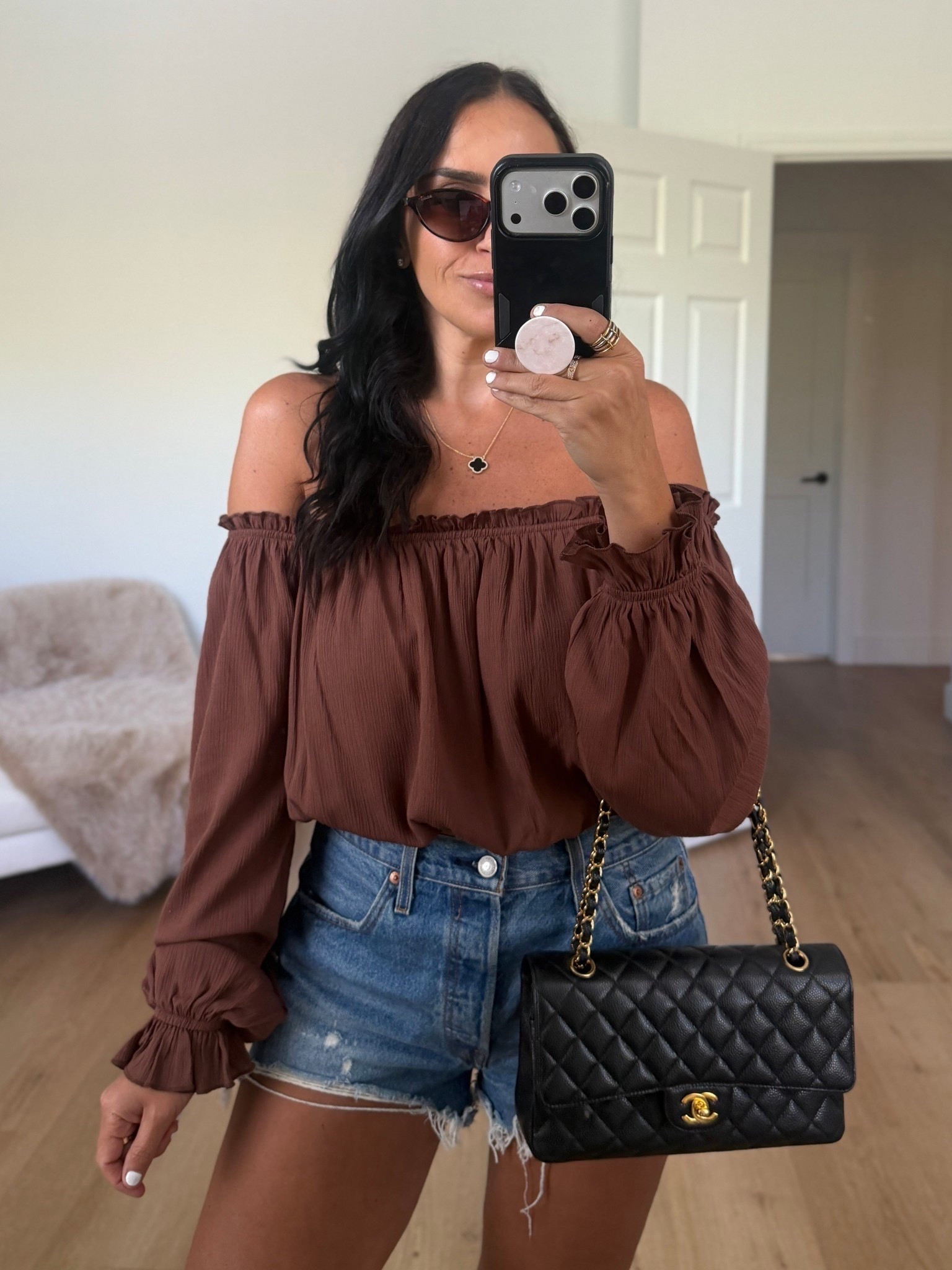 Madden NYC Women's Peasant Top with Long Sleeves only $15 wearing size small