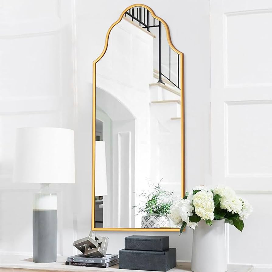 Chende Arch Mirror for Wall Decor, Large Gold Wall Mirror for Entryway, 47" X20'' Modern Elegant ... | Amazon (US)