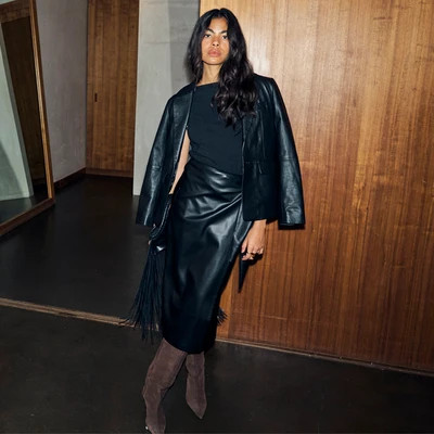 Black Leather Blazer | Never Fully Dressed (UK & IE)