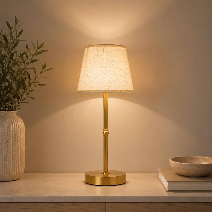 Cordless Rechargeable Table Lamp, 6000mAh USB-C Touch Dimming Gold 1 Pcs | Amazon (US)