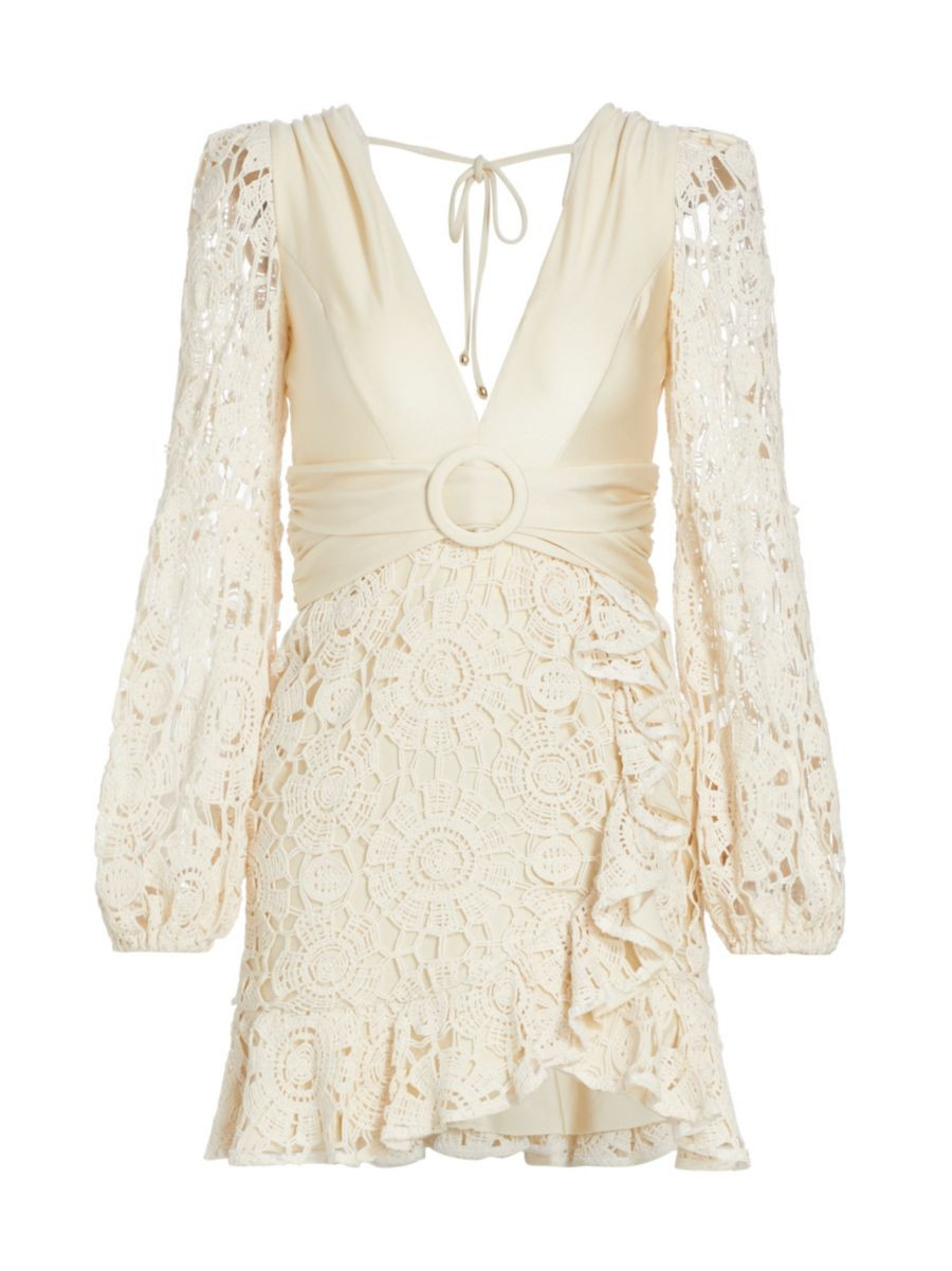 Satin & Crocheted Cotton Minidress | Saks Fifth Avenue