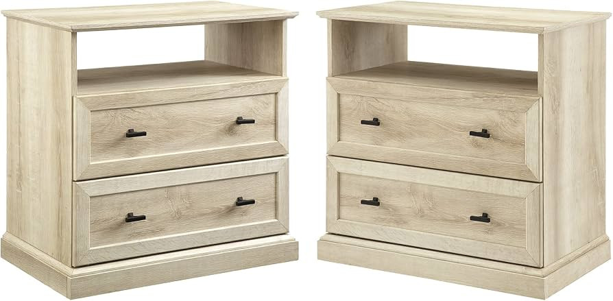 Walker Edison Beale Rustic 2-Drawer Open-Cubby Nighstands End Side Tables Living Room Bedroom Sto... | Amazon (US)