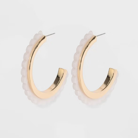 Acrylic Hoop Earrings - A New Day™ Gold/White | Target