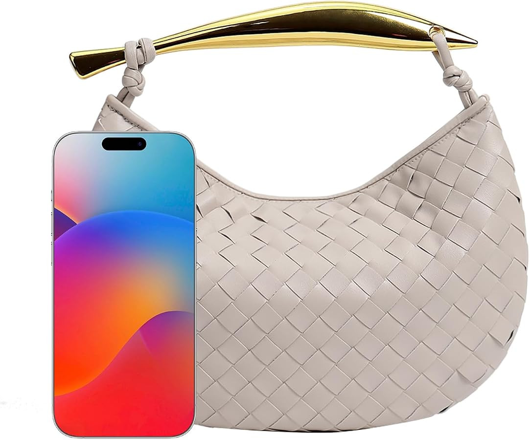 Amazon.com: FEOFFS Woven Leather Dumpling Bag Dinner Handbag For Women Purse Hobo Bag Knotted Clu... | Amazon (US)