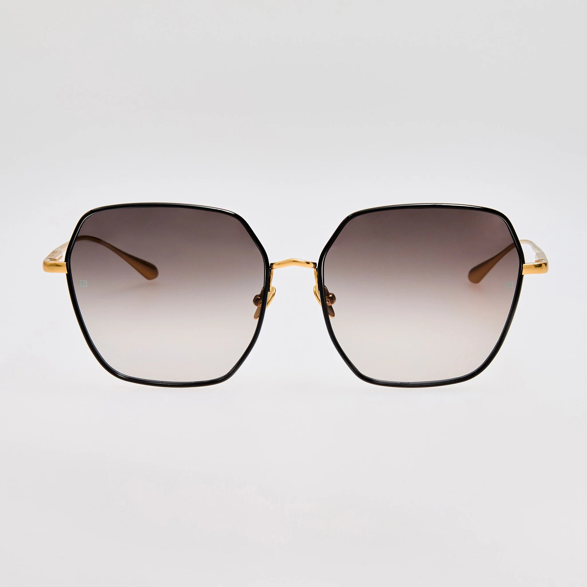 Darcie Sunglasses in 22K Gold and Grey | Linda Farrow