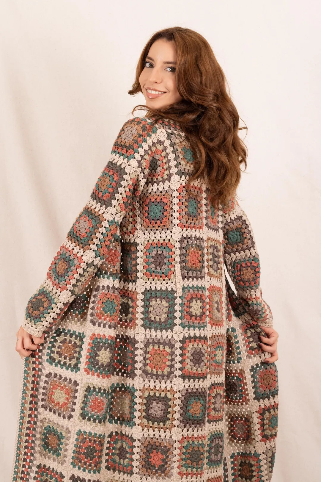 Crochet Granny Square Maxi Cardigan: Long Oversized Organic Cotton Coat - Women's Festival Coat -... | Etsy (US)