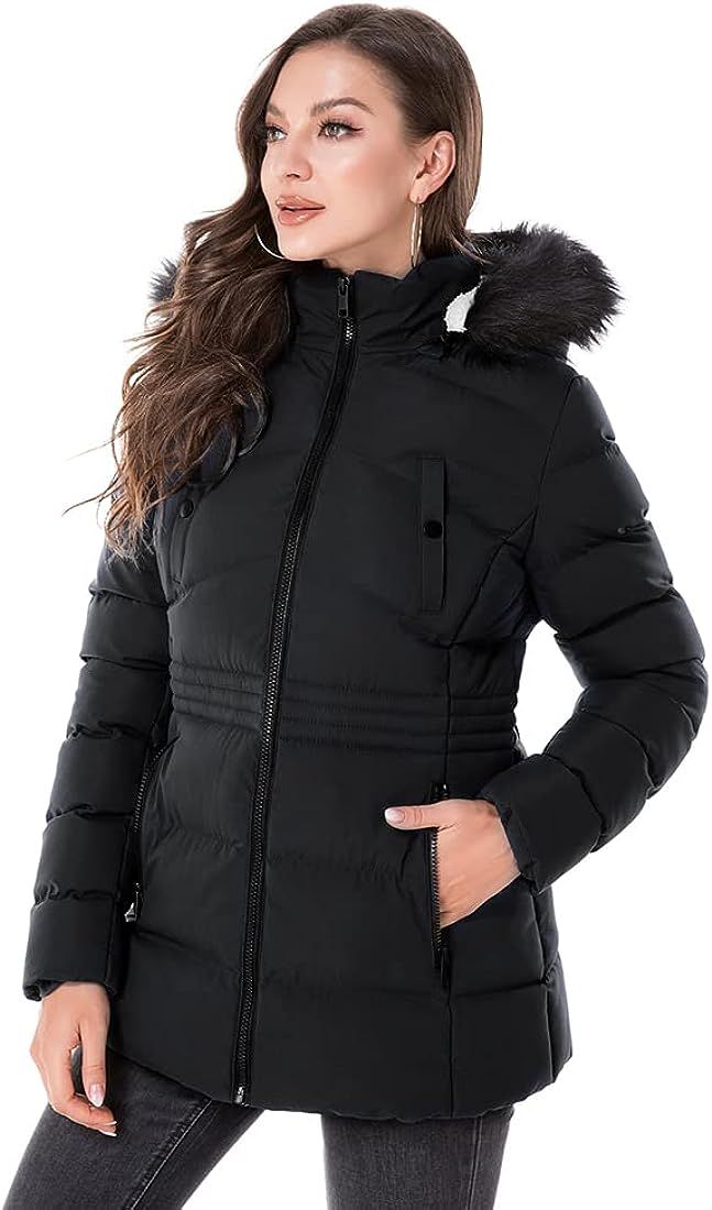TIAOZHANZHE Women's Winter Warm Coat Thicken Puffer Coats Windproof Parka Jacket Padded Outwear w... | Amazon (US)