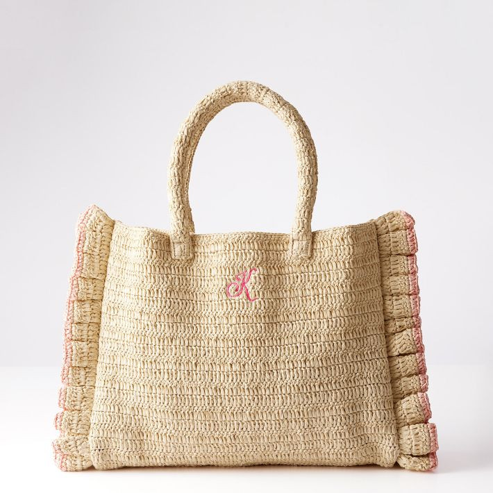 Sofia Ruffle Raffia Tote | Mark and Graham