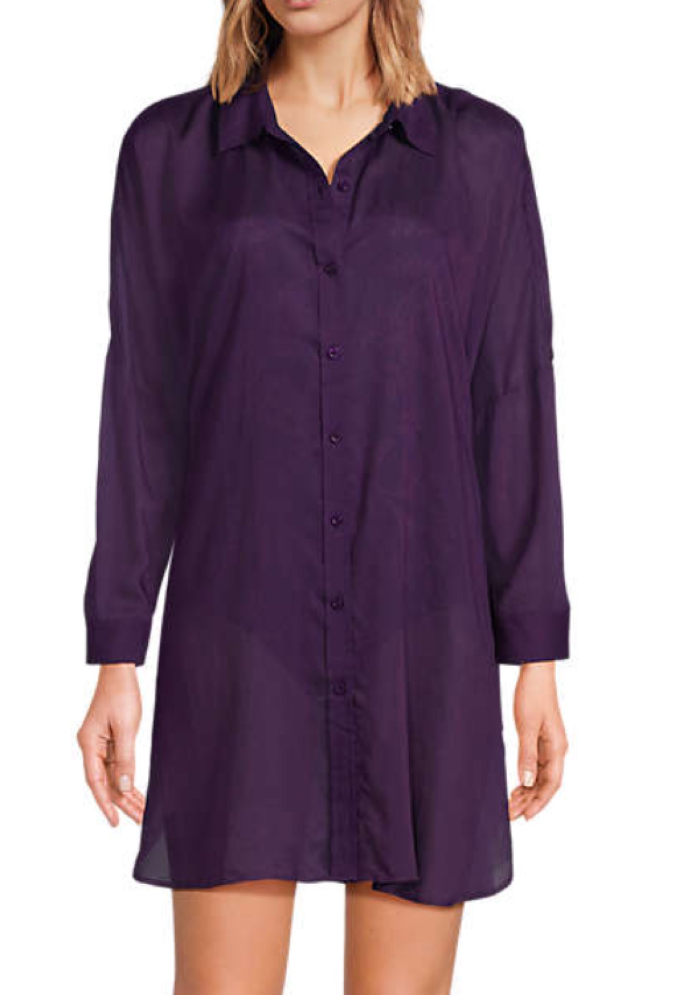 Sheer oversized swim cover up in ‘blackberry’ from lands end 

Royal purple 

House of colour / Autumn 

#LTKSwim #LTKStyleTip