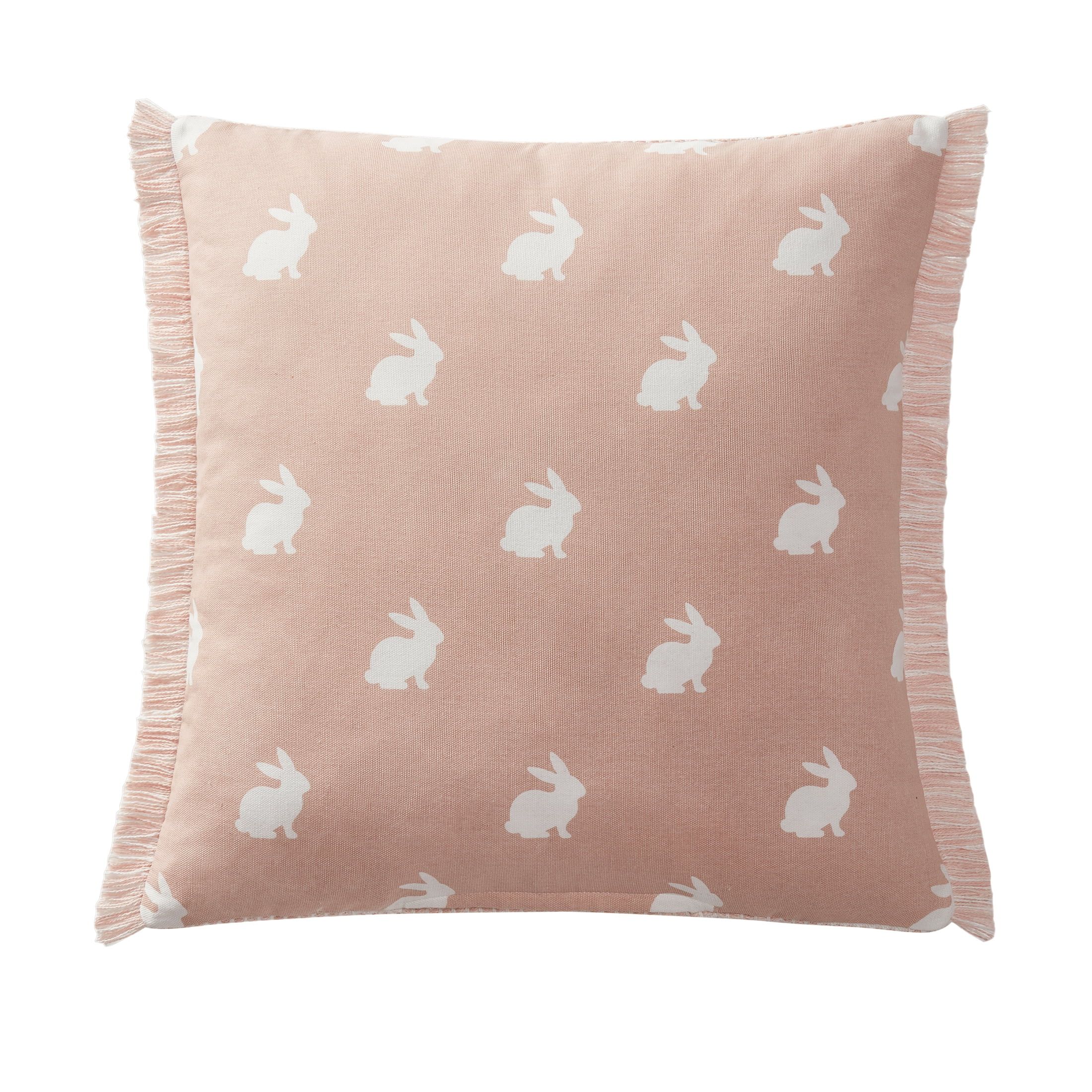 My Texas House Kailey Blush Pink Bunny Cotton Decorative Pillow, 18" x 18" | Walmart (US)