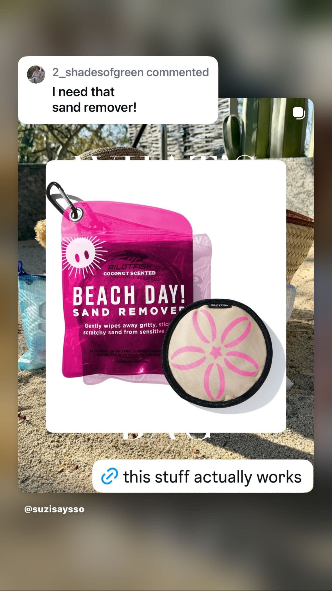 Beach moms… this is the little thing that makes a BIG difference 🙌🏼

If you’ve ever dealt with sandy hands, feet, kids, snacks… literally everything 😅 — this beach sand remover is a game changer. It gently wipes away sticky sand (no more rubbing with a towel or tracking it everywhere).

✔️ mess-free beach hack
✔️ perfect for kids + sensitive skin
✔️ compact + clips right onto your beach bag
✔️ actually works (not a gimmick, promise)

I keep this in my bag all day and use it constantly — especially before snacks, drinks, or getting back in the car.

#LTKSwim #LTKKids #LTKOver40