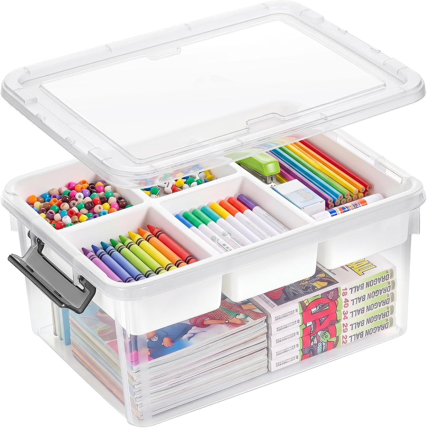 Citylife 17 QT Plastic Storage Box with Removable Tray Craft Organizers and Storage Clear Storage Container for Organizing Bead, Tool, Sewing, Playdoh | Amazon (US)