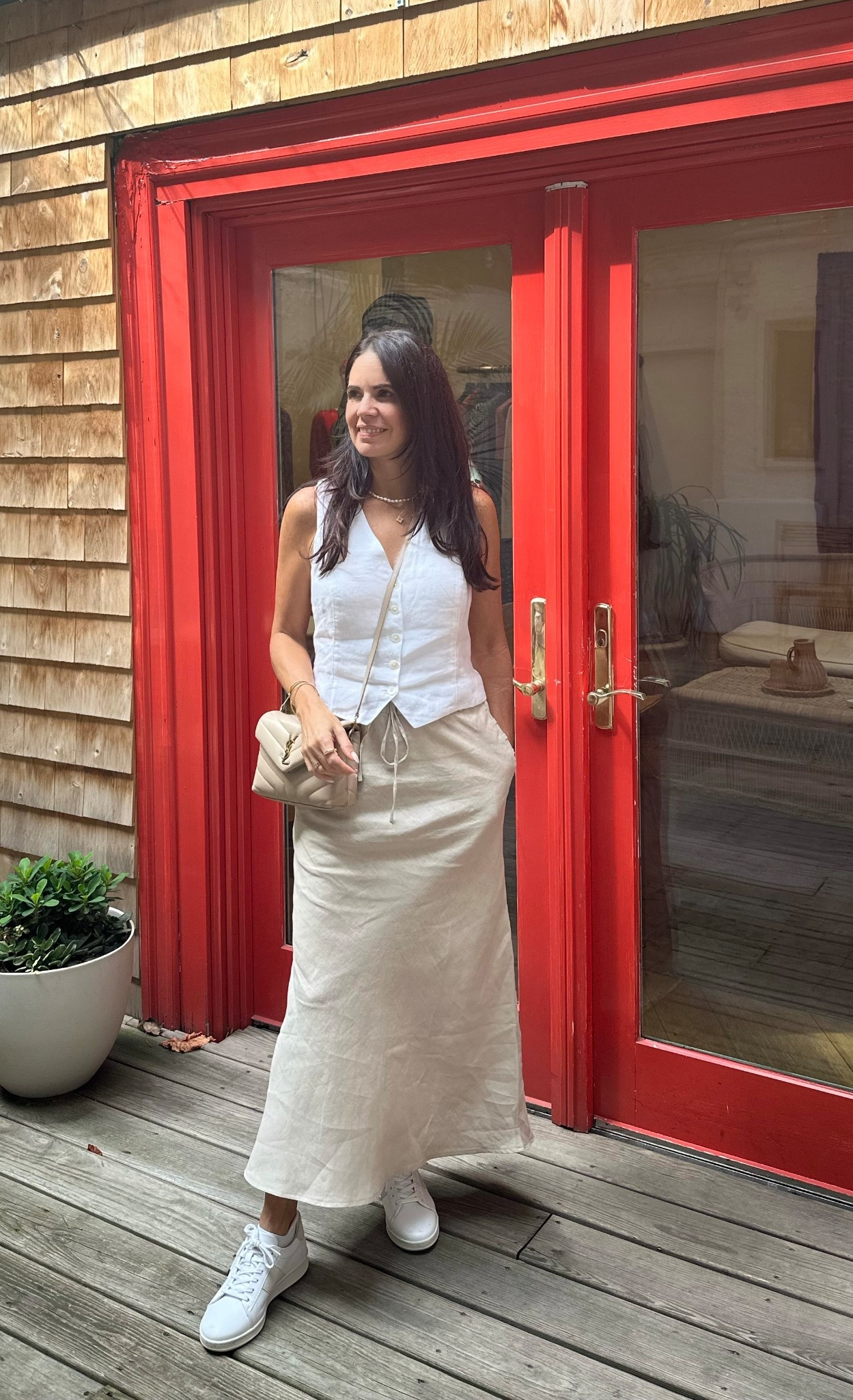 Linen slip skirt and linen vest. 

#LTKSeasonal #LTKFindsUnder50 #LTKSaleAlert