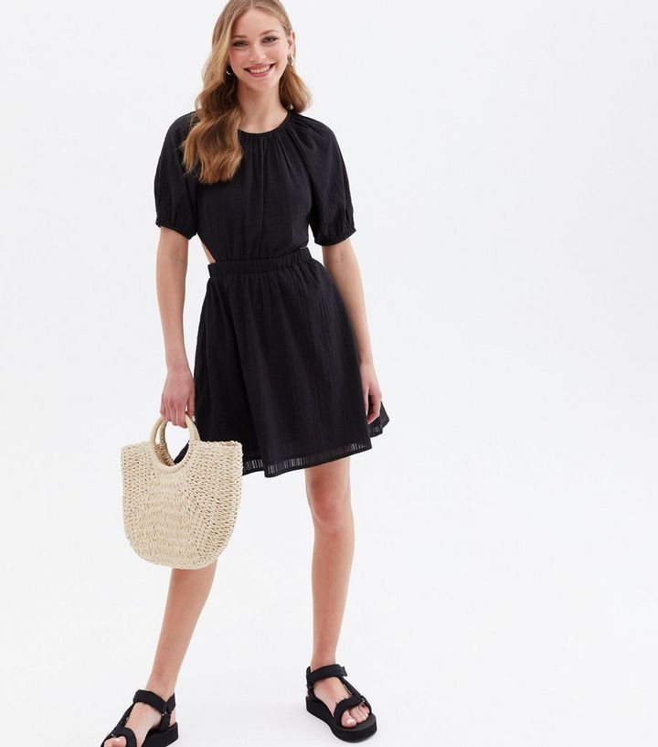 Black Seersucker Cut Out Mini Dress
						
						Add to Saved Items
						Remove from Saved Items | New Look (UK)