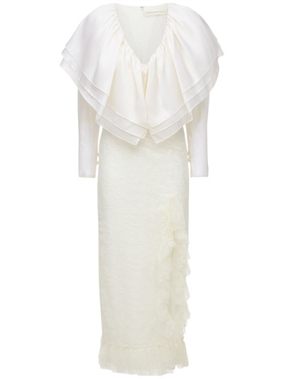 Sandra Mansour - Organza ruffled midi dress - White | Luisaviaroma | Luisaviaroma