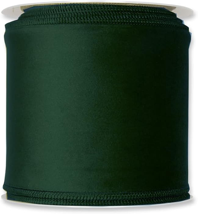 FloristryWarehouse Fir Green Christmas Velvet Fabric Ribbon 4 inches Wide on 9 Yards roll. Wired ... | Amazon (US)