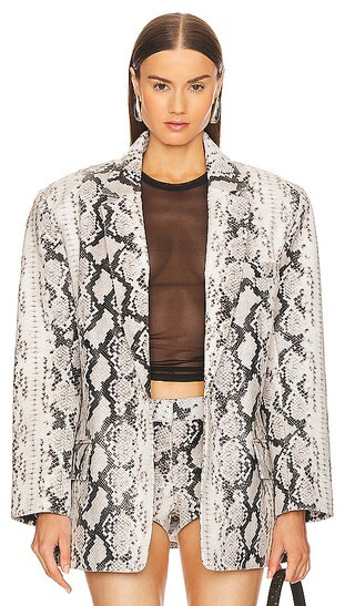 Chloe Leather Blazer in Neutral Snake | Revolve Clothing (Global)