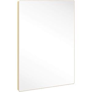belle electrical Gold Bathroom Mirror, 24x32 inch Thin Aluminum Metal Frame - Rounded Corner Wall... | Amazon (US)