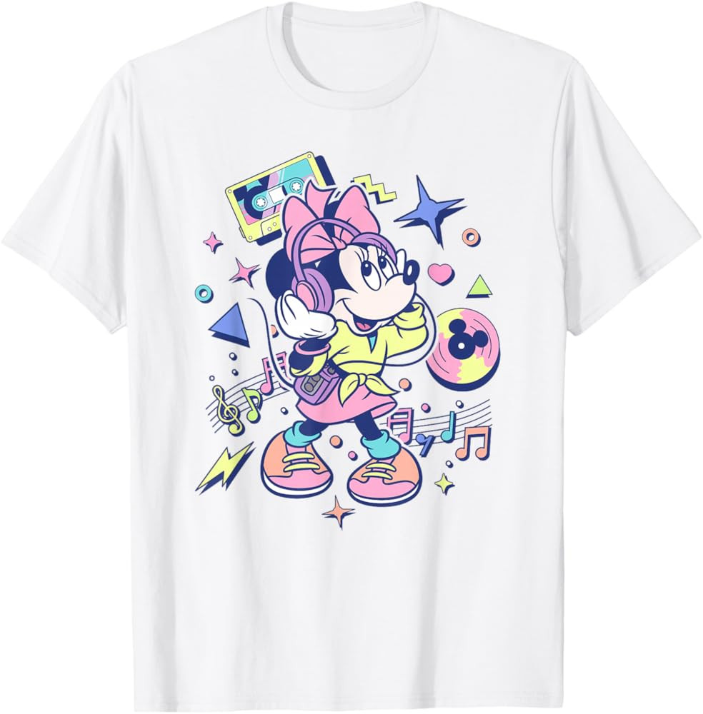 Disney Minnie Mouse 90's Memphis Style Old School T-Shirt | Amazon (US)