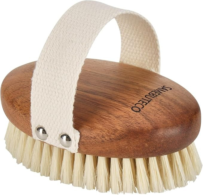 SAMEBUTECOBody Brush Solid Acacia Wood Boar Bristles Bath Brush for Skin Exfoliation,Lymphatic Dr... | Amazon (US)