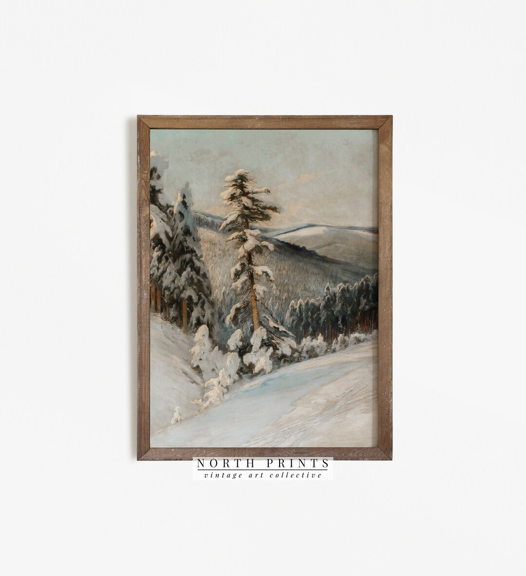 Rustic Winter Painting | Vintage Forest Landscape Art Print | Digital Downloadable PRINTABLE | 853 | Etsy (US)