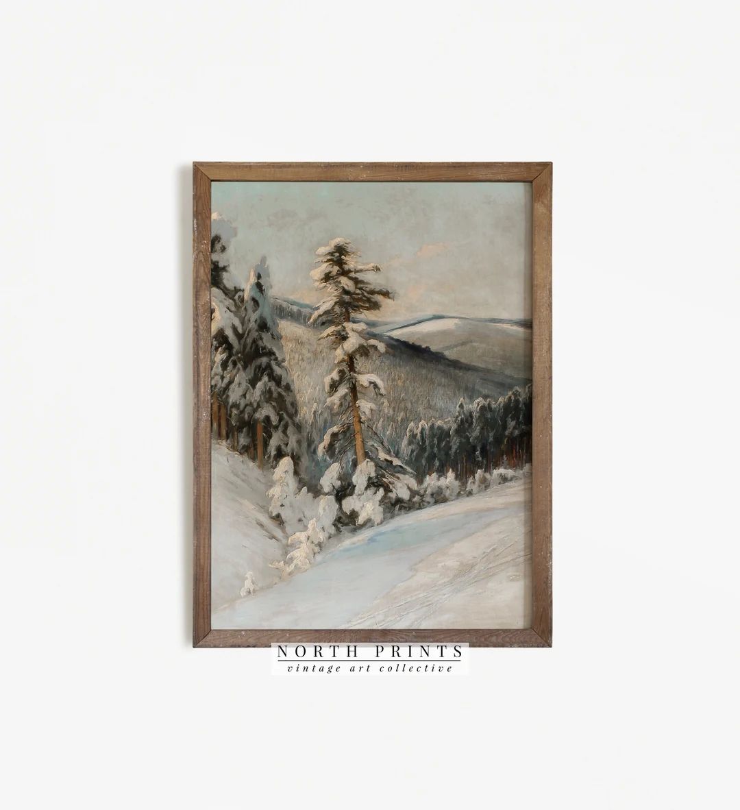 Rustic Winter Painting | Vintage Forest Landscape Art Print | Digital Downloadable PRINTABLE | 853 | Etsy (US)
