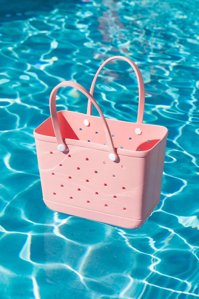 Light Pink Rubber Beach Tote Bag | Pink Lily